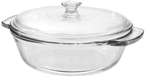 Large round glass casserole - round,
