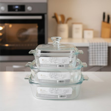 Set Of 3 Glass Casserole