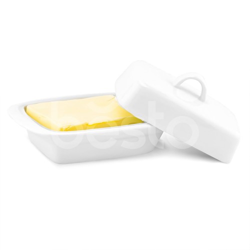White porcelain ceramic butter - white,