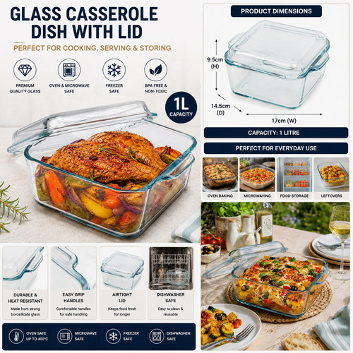 Glass casserole dish - 1l,