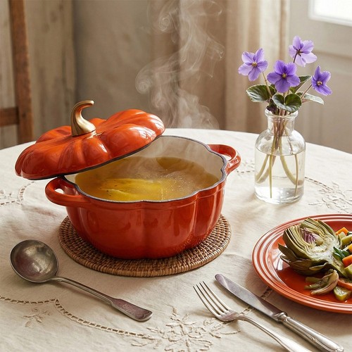 Cast iron enamelled pumpkin - cast,