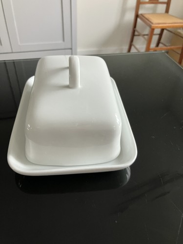 White ceramic butter dish - ceramic,